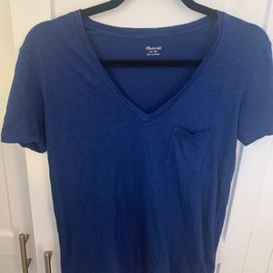 Royal Blue Cotton V Neck Madewell Top